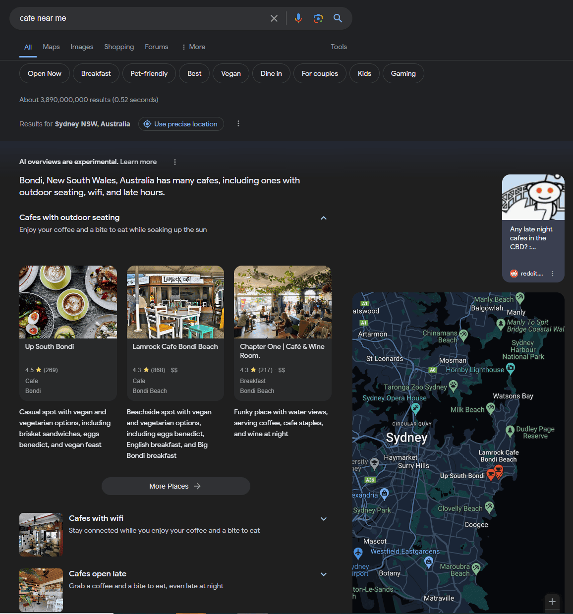 AI google gemini cafe search